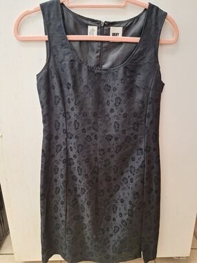 Vintage 90s DKNY Black Floral Mini Dress - Wool & Silk